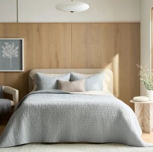 NWT! Quince European Linen/ Cotton Stitch Quilt & Shams! King/ Cal King (124)